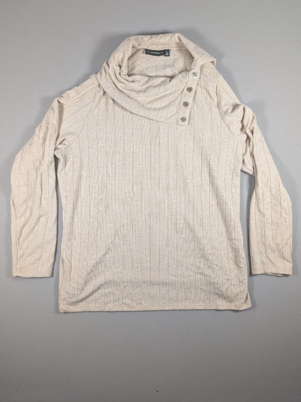 Rafaella Tan XL Long Sleeve Shirt with Gold Accent Neck